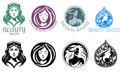 beauty salon shop logo creative and original for your business or company set logotype cartoon stock color and black and white vector illustration isolated on white background