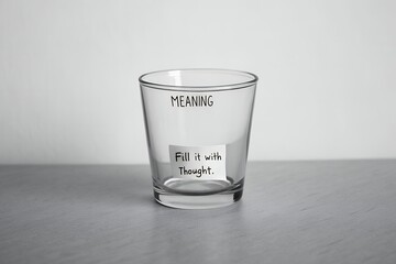 Empty glass with meaning and thought message