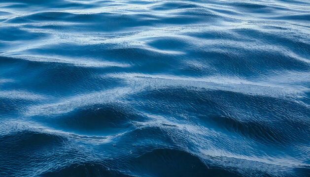 Detailed closeup of deep blue ocean waves