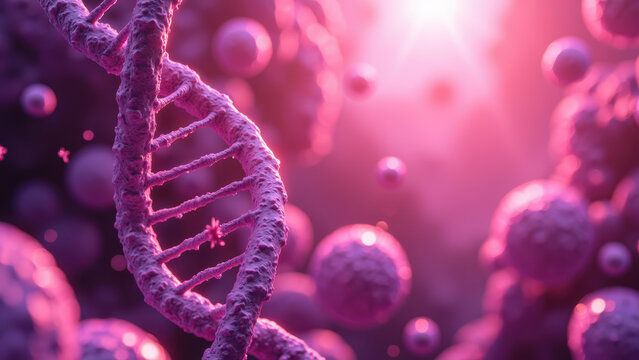 DNA structure genetic material microscopic view biological science molecular biology cellular environment vibrant colors abstract background