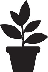 Desk plant in flower pot silhouette icon, perfect for office, home, and decor themes.