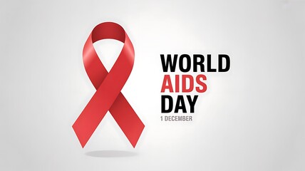 Red ribbon isolated on white background for world aids day in december
