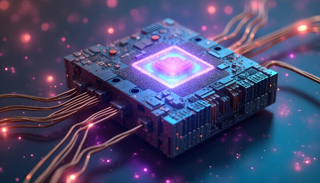 quantum computing semiconductor chip microprocessor artificial intelligence concept