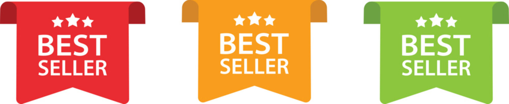Best Seller Ribbon Banner Tags  Vector Set