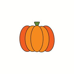 Pumpkin vegetable plant linear icon logo with color, outline. Vector