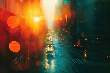 Obraz premium New york light leaks architecture backgrounds cityscape.