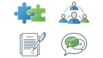 Team Collaboration and Partnership Vector Icons Set.