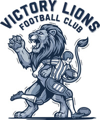 Victory Lions Football Club A Fierce Mascot and Athlete Combine for Athletic Prowess