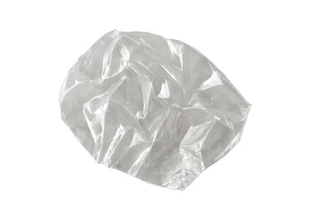 Fototapeta premium Crumpled transparent plastic film showing texture and light reflections, a symbol of waste, pollution, and discarded packaging