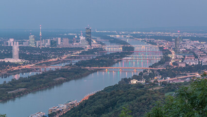 Skyline Vienna From Danube Viewpoint