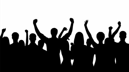 Obraz premium Empowered crowd raises fists in unison, a powerful symbol of unity, protest, and collective action for change and celebration