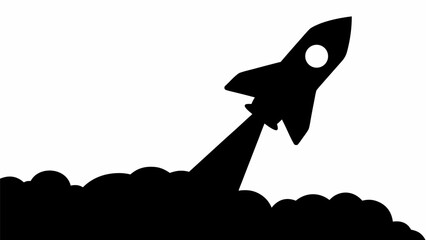 Bold silhouette of a rocket blasting off into the sky, symbolizing innovation, speed, and ambitious growth for modern ventures.