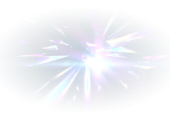 Glowing prism sparkles create rainbow beams. Soft flares reflect beautifully. Ideal overlay for fantasy or jewelry designs.