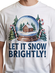 Charming snow globe featuring cozy cabin and candy canes perfect for festive holiday designs