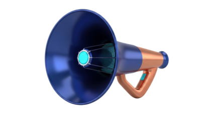 Isolated Cartoon megaphone broadcasting an urgent message loud and clear on a white stage