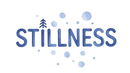 Embrace calm and tranquility with serene watercolor lettering and gentle winter elements