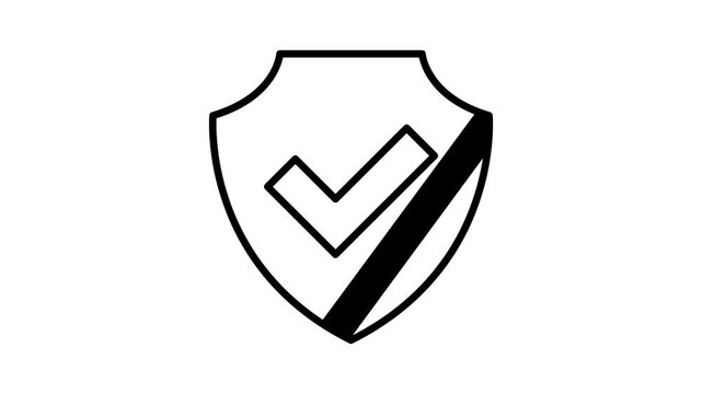 Animated shield and checkmark security icon isolated on white background