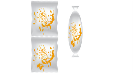 Food Packaging  White blank snack bag mockup for chips, crisps and toffee Design 2066.eps