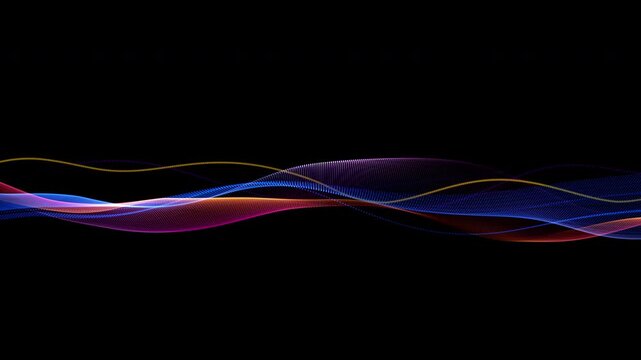 Abstract Fluid Particle Wave Visualization Background. 4K video transparent Alpha Channel. ProRes 4444.