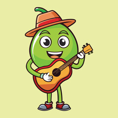 a kumquat cartoon fruit Singing