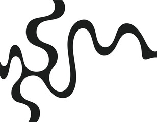 Fototapeta premium Black Wavy Line on White Background Abstract Organic Shape Keywords: abstract, art, black, blob, bold, calligraphic