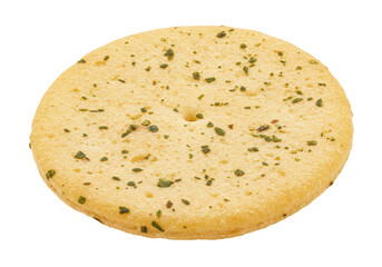Isolated savory cracker, delicious seasoned crispy biscuit snack, healthy and diet appetizer