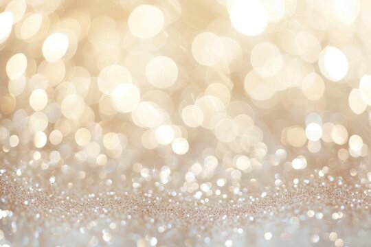 White and light gold bokeh backgrounds glitter illuminated.