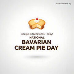 Bavarian cream pie with cherry on top dessert illustration for food holiday