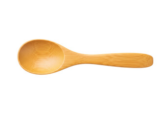 Isolated handmade wooden spoon utensil for cooking, eating or serving food and ingredients