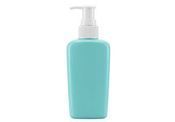 Isolated mint-color square pump bottle mockup for skincare, cosmetic, lotion, or sanitizer