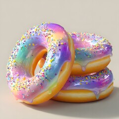 Stack of Unicorn Rainbow Glazed Donuts with Sprinkles