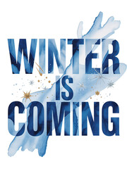 Stunning winter is coming watercolor design with festive snowflakes and golden accents for seasonal promotions