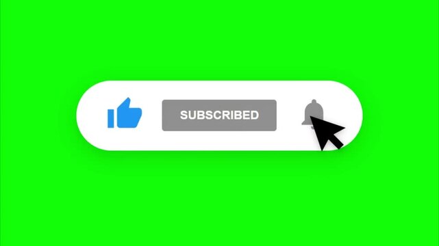 Rounded Corner Subscriber Button, Like and Notification Alert for YouTube on Green Screen 