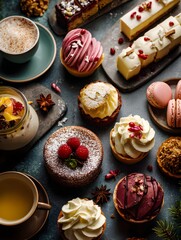 Overhead View of Festive Winter Dessert Variety Arrangement