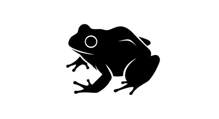 Black frog silhouette on white background simple illustration.