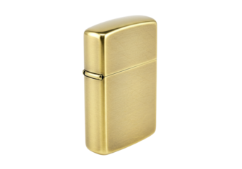 Isolated Vintage Brushed Brass Lighter for Cigarettes or Tobacco, Classic Design