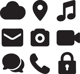 Icon vectors of various apps and items আইকন