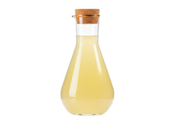 Isolated lemonade in glass carafe with cork stopper for refreshing drink, beverage