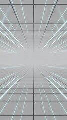 Clean White 3D Technology Background with Bright Futuristic Teal-Blue Neon Lines