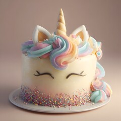 Charming Unicorn Birthday Cake with Pastel Rainbow Buttercream Mane