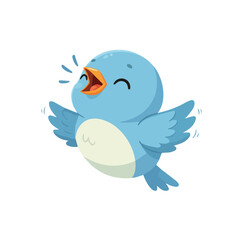 Illustration of a blue bird singing