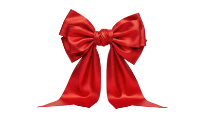 Isolated red bow, perfect for wrapping gifts or decorations, creating festive holiday cheer