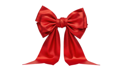 Isolated red bow, perfect for wrapping gifts or decorations, creating festive holiday cheer