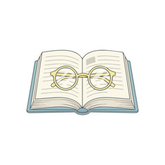 Illustration of a book with glasses