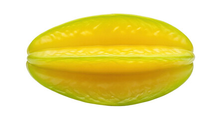 Isolated ripe starfruit with vibrant yellow color and visible ridges against no background