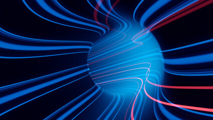 Abstract digital data tunnel with information flow. Technology concept. Artificial Intelligence digital concept background.	