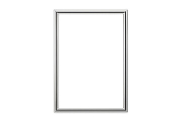 Silver metallic rectangle frame design with transparent background for elegant border template