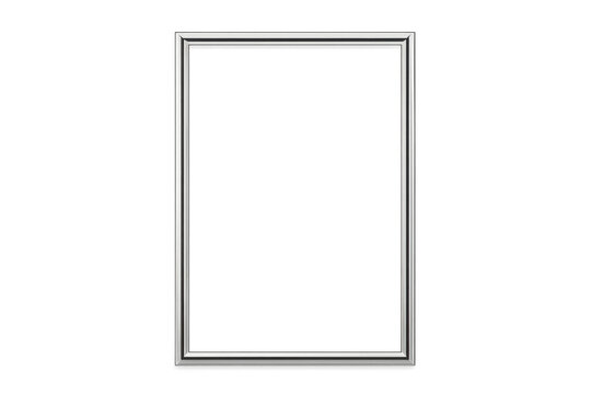 Silver metallic rectangle frame design with transparent background for elegant border template