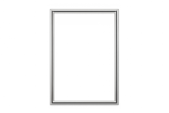 Silver metallic rectangle frame design with transparent background for elegant border template