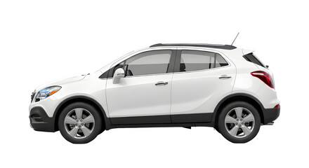 Naklejka premium Modern white compact suv crossover vehicle isolated on black background studio shot